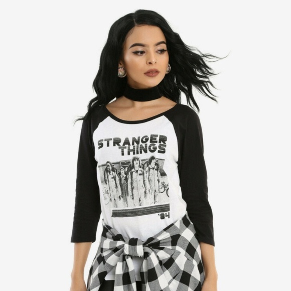 Netflix Stranger Things Black and White Graphic Tee